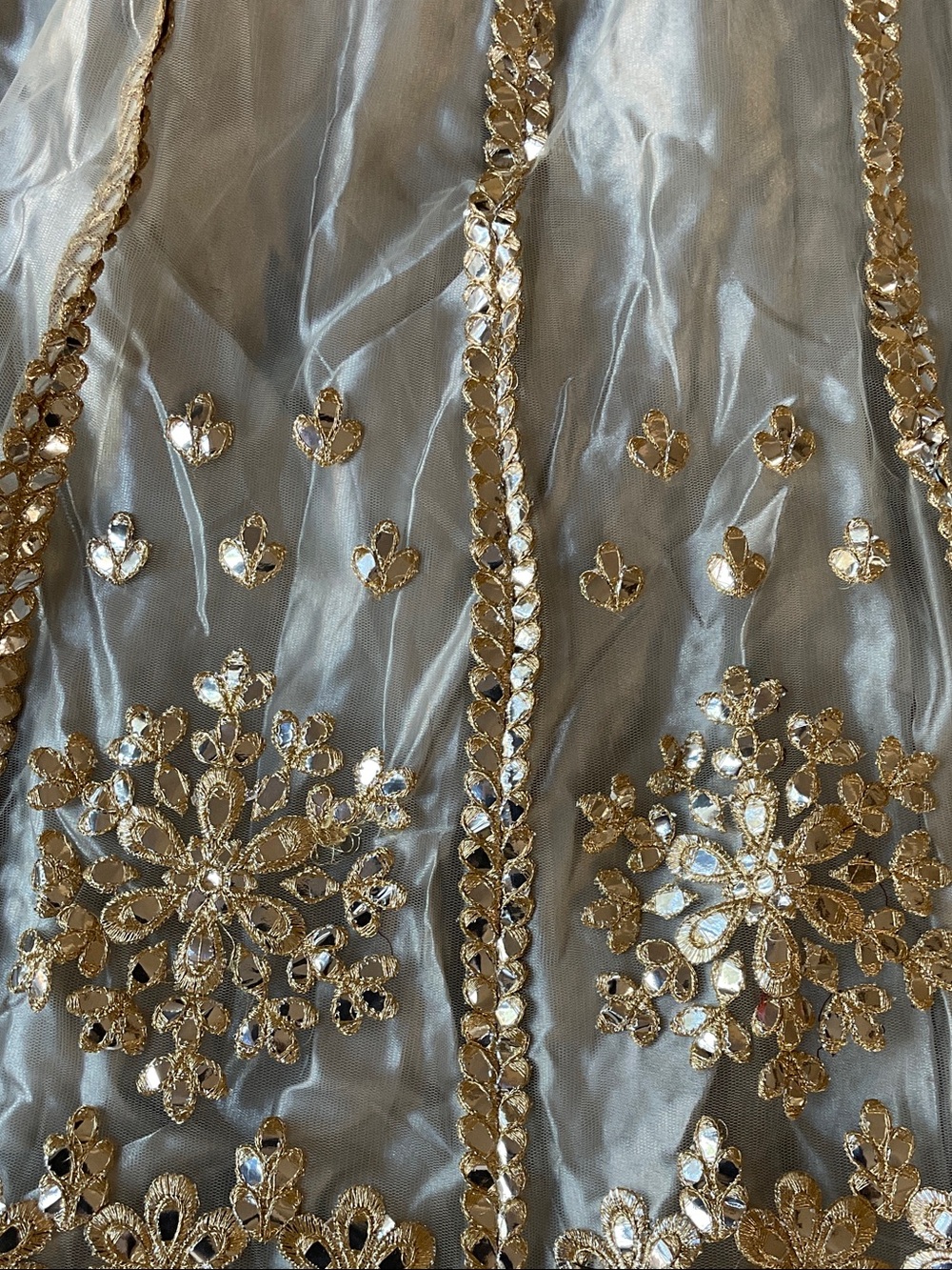 Elegant Pale Sage Embroidered Lehenga Set with Gold Accents NWOT - Picture 2 of 7